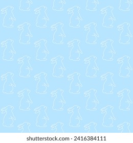 Bunny seamless pattern vector illustration. Simple cartoon easter background. Hand drawn flat design.