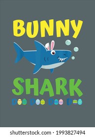 Bunny Shark Bunny Easter Kids Toddler Women Men design vector illustration for use in design and print poster canvas