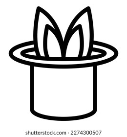 Bunny show icon outline vector. Magic hat. Wand magician