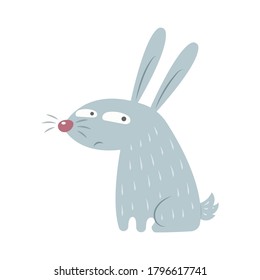 A bunny with sideways glance vector illustration cartoon isolated on white background. Cute rabbit vector cartoon.