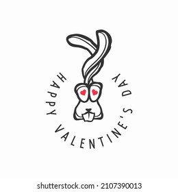 Bunny sign for valentine's day. Happy valentine's day symbol.