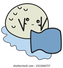 Bunny is a sign of the zodiac Aquarius in a cartoon style. Vector illustration on white background.