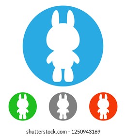 Bunny silhouette in circle. Icon set. Vector.