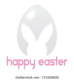 Silueta conejita en un huevo. Tarjeta de Pascua Feliz - Ilustración vectorial