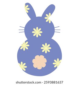 Bunny silhouette with flowers for easter