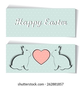  bunny silhouette. happy easter  vector illustration. congratulation card