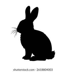 Bunny silhouette icon vector flat design on white background.