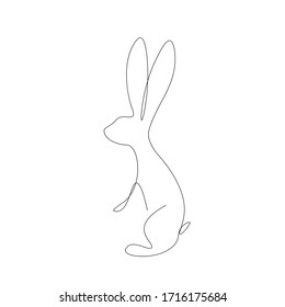 Bunny Silhouette Line Drawing Vector Illustration