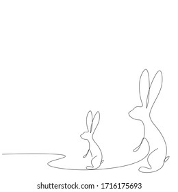 Bunny silhouette line drawing vector illustration
