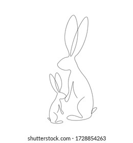 Bunny silhouette line drawing vector illustration