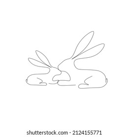 Bunny silhouette line drawing vector illustration