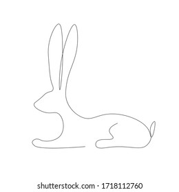 Bunny silhouette one line drawing vector illustration