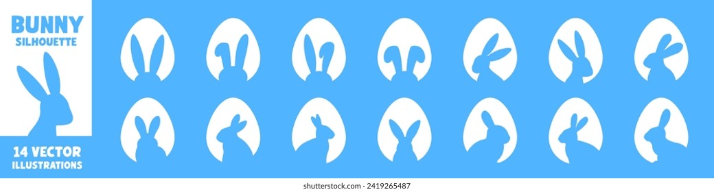 Bunny silhouette set. Easter decoration.