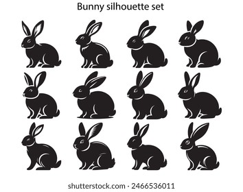 Conjunto de silueta de conejo Ilustración vectorial