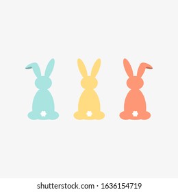 bunny silhouette vector collectionpastel colors on white