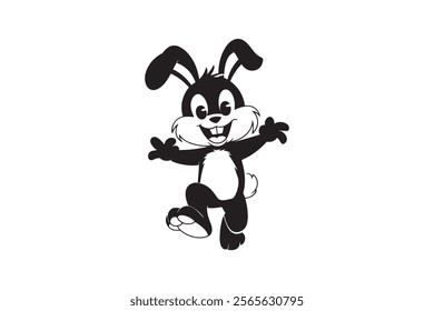 Bunny silhouette vector design.a bunny vector design with wide smile for easter