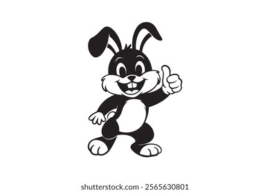 Bunny silhouette vector design.a bunny vector design with wide smile for easter