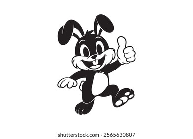 Bunny silhouette vector design.a bunny vector design with wide smile for easter