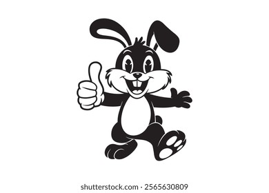 Bunny silhouette vector design.a bunny vector design with wide smile for easter