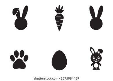 Bunny silhouette vector set.Easter silhouette  items .Easter icons 