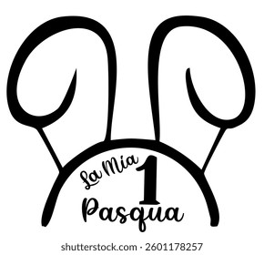 Bunny silhouette with the writing my 1st Easter - black rabbit - vector graphics for holidays and children