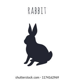 Bunny siting. Rabbit silhouette vactor illustration.