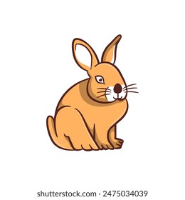 bunny sitting illustration design, vector Cartoon character,  multicolored brown. combined white colors isolated on white background.