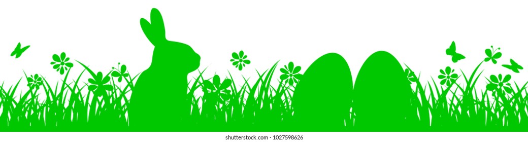 Bunny Sitting In The Meadow, Easter concept – vector illustration