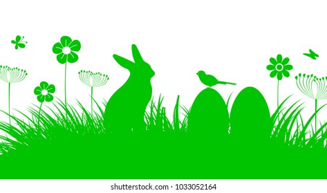 Bunny Sitting In The Meadow with Easter egg, Easter concept – vector