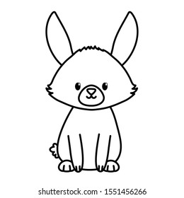 bunny sitting on white background vector illustration thick line