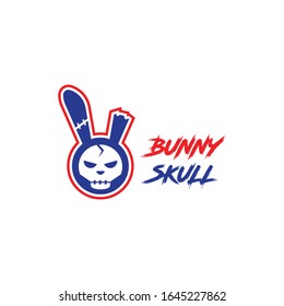 Bunny skull logo icon vector.