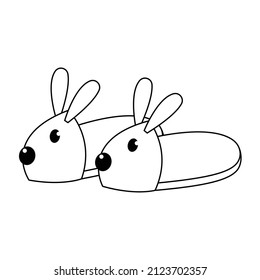Bunny slippers vector illustration cartoon isolated on white background. Cute bunny slippers vector cartoon.