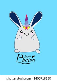 bunny with smile face cute design illustration for kid t-shirt