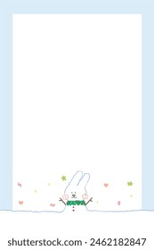 bunny snowman with colorful sprinkle, illustration card	