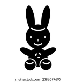 Bunny solid icon, Kids toys concept, Rabbit toy sign on white background, Plush toy bunny icon in glyph style for mobile concept and web design. Vector graphics