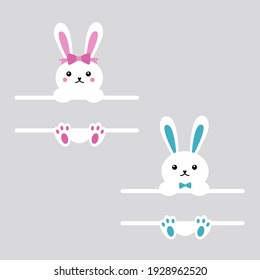 Bunny split monogram. Happy easter bunny. Vector illustration.