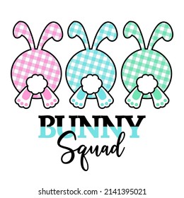 Bunny Squad - Hand drawn  illustration. Spring greeting with cute Bunny. Good for sale marketing poster, doormats, greeting card, banner, mug or home decoration.