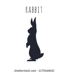 Bunny standing. Rabbit silhouette vector illustration.