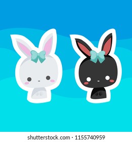 Bunny sticker looks at you