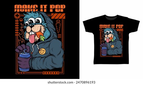 Bunny Street Monster Illustration Tshirt Pop Art Designs.