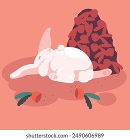 bunny stuffed from eating carrots