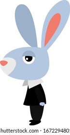 Bunny in suit, illustration, vector on white background.