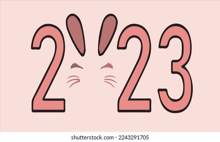 Bunny symbol of 2023 year. Continuous one line drawing