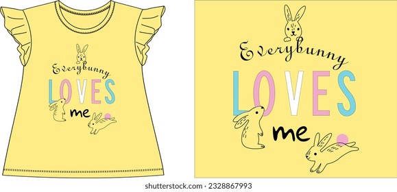 Bunny t shirt graphic design vector illustration \