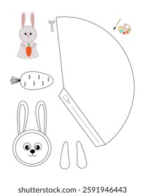 Bunny template for coloring and building for games
