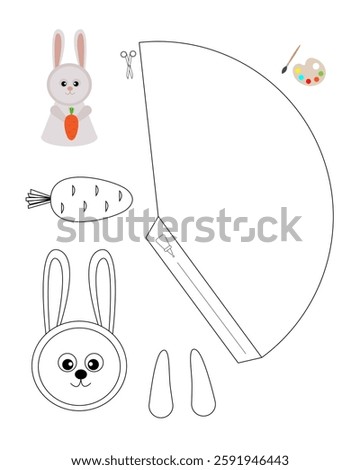Bunny template for coloring and building for games