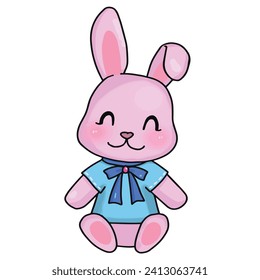 Bunny toy vector illustration on transparent background