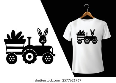 Bunny Tractor Design vector illustration 