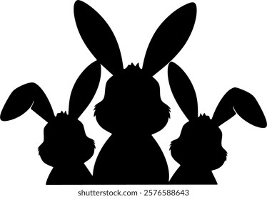 Bunny Trio Silhouette Vector Illustration