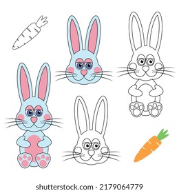 Bunny vector. Cute animal designs.